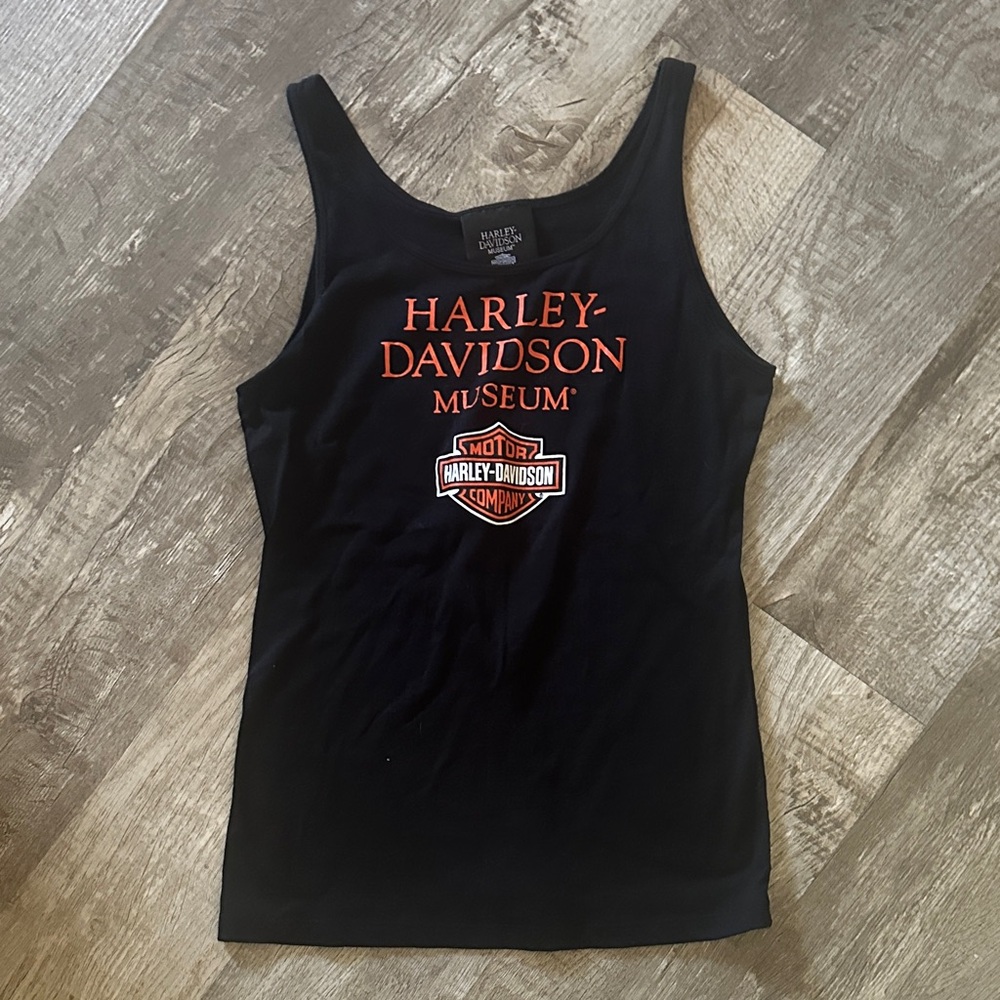 Harley-Davidson Black and Orange Tank Top